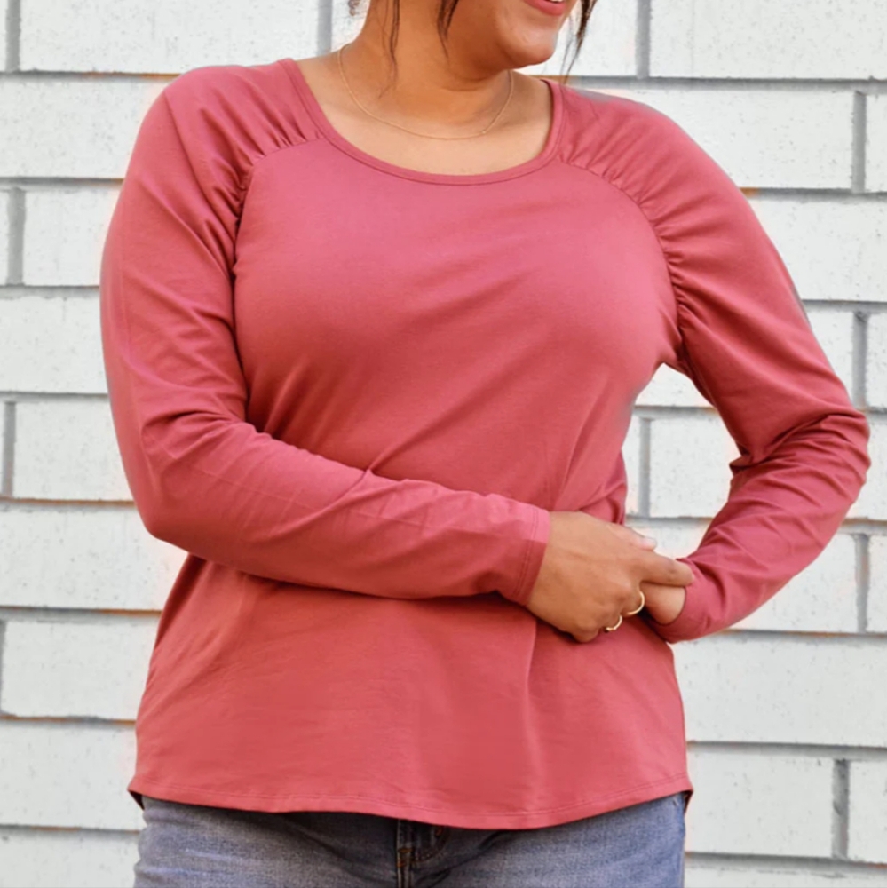 Pink Ruched Long -sleeve Top - Picture 2 of 7